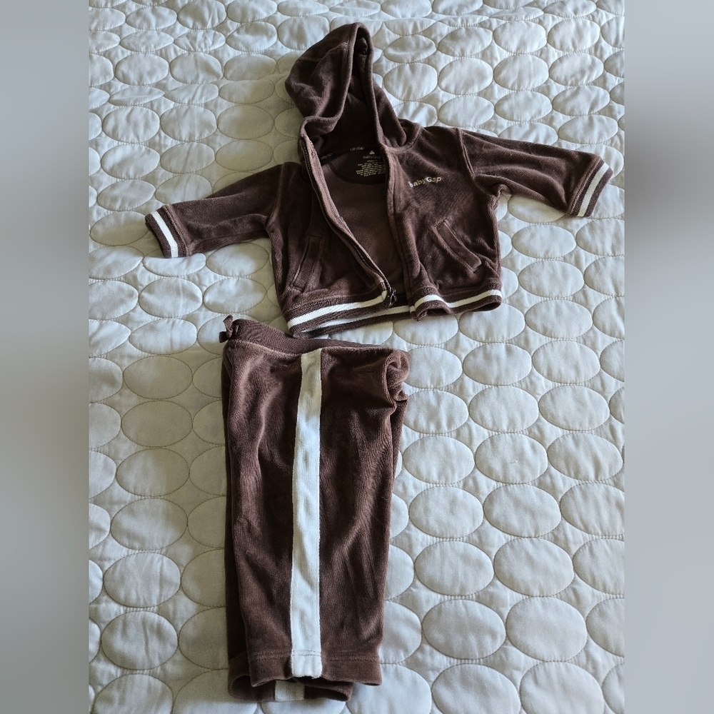 Baby gap velour jump suit Trending Brown 3-6 Month 70s Inspired